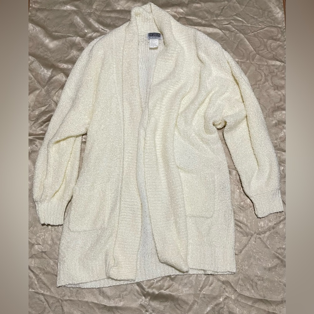 Vintage Ivory Open-Front Cardigan